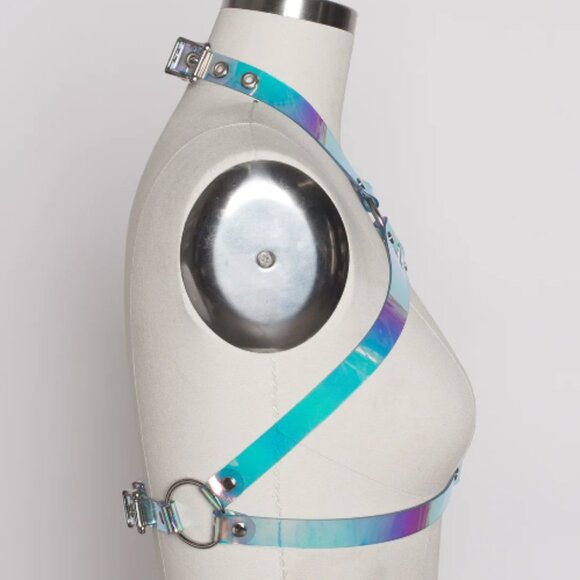 Apatico Holographic Halter Bra Top Harness Medium Blue - Picture 3 of 4